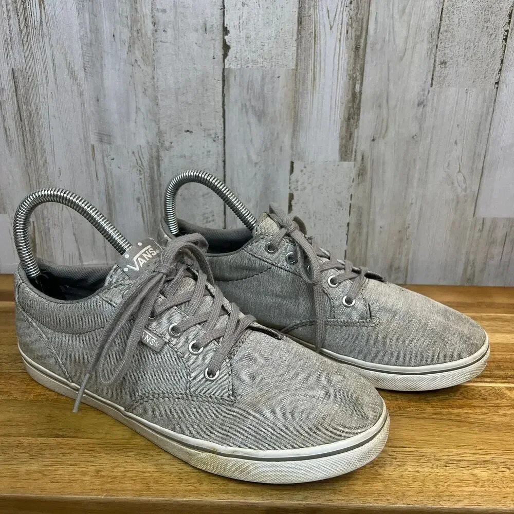 Vans Women's Size 7 Winston Low Top Lace-Up Heathered‎ Gray Canvas Sneakers